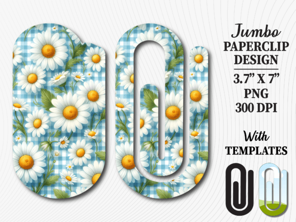 Blue Gingham Daisy Jumbo Paperclip: A Versatile Design for Creative Projects