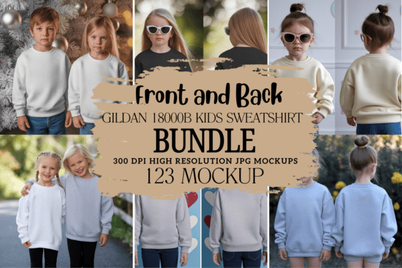 Gildan 18000B Front Back Mockup Bundle: A Must-Have for Kids Apparel Designers