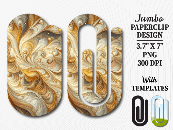 Gold Marble Fluid Art Jumbo Paperclip Sublimation Design – A Creative Tool for Artists and Crafters