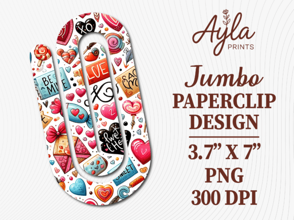 Love Valentines Day Jumbo Paperclip PNG: A Creative Design for Digital Use