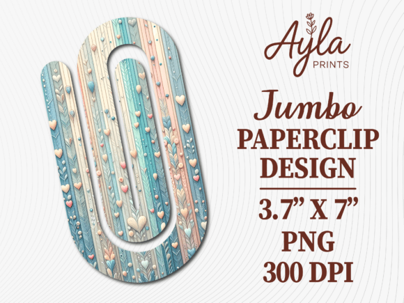 Pastel Blue Heart Stripe Jumbo Paperclip Design