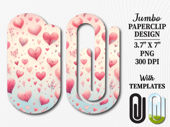 Pastel Blue Pink Heart Jumbo Paperclip Design
