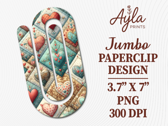 Patchwork Heart Valentine’s Day Paperclip: A Versatile Design for Creative and Commercial Use