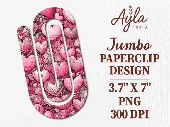 Pink Valentine Heart Jumbo Paperclip Sublimation Design: A Digital Download for Creative Projects