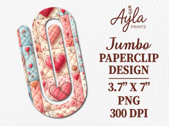Quilted Heart Patchwork Jumbo Paperclip