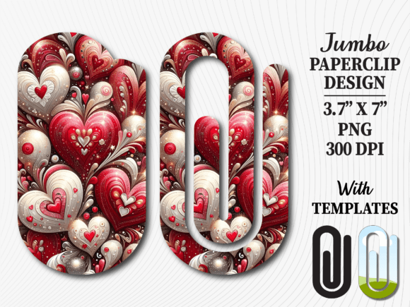 Red Floral Heart Art Jumbo Paperclip PNG