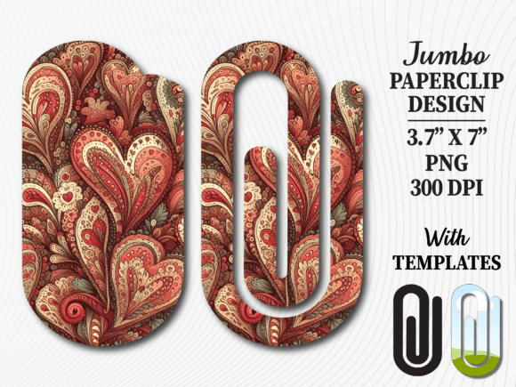 Red Gold Damask Heart Jumbo Paperclip: A Versatile Design for Creative and Functional Use