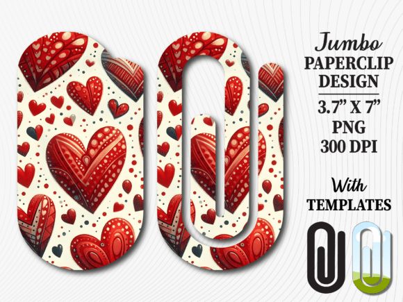 Red Heart Valentine Jumbo Paperclip Design