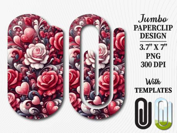 Red Rose Floral Garden Jumbo Paperclip: A Versatile Design for Creative Projects
