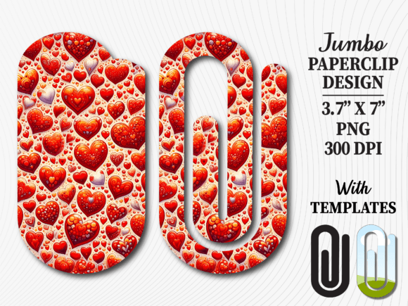 Red Valentine Day Hearts Jumbo Paperclip Design for Creative Projects