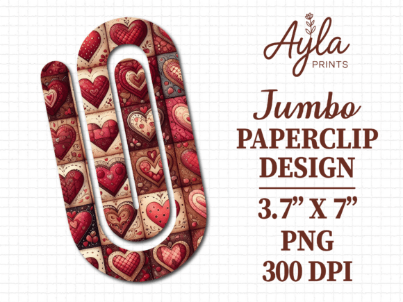 Red Valentine Heart Jumbo Paperclip Design