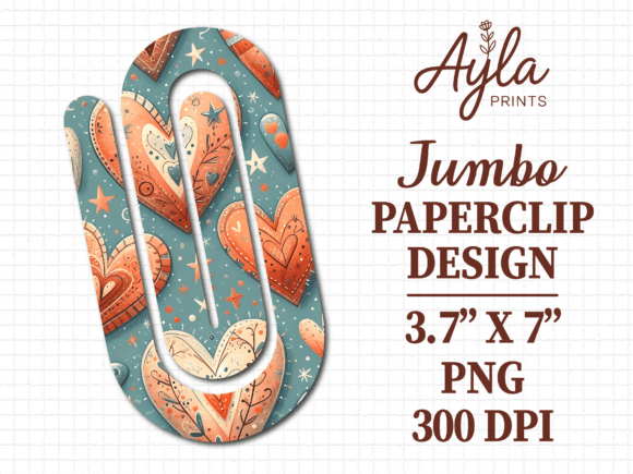 Retro Boho Heart Pattern Jumbo Paperclip