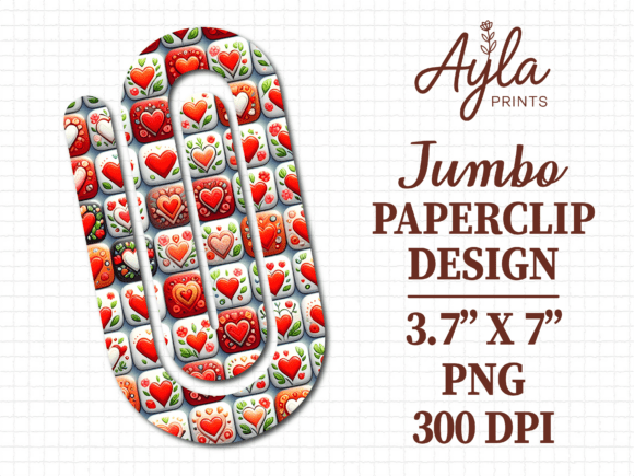 Retro Red Mosaic Heart Jumbo Paperclip: A Versatile Design for Creative Projects