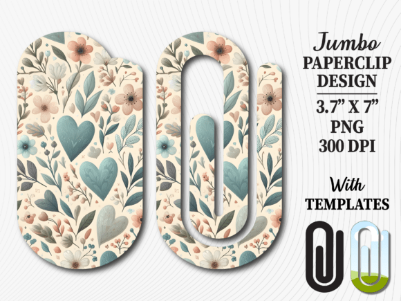 Sage Green Floral Heart Jumbo Paperclip: A Versatile Design for Creative Projects