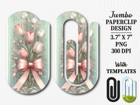 Tulip Flower Pink Bow Jumbo Paperclip Design