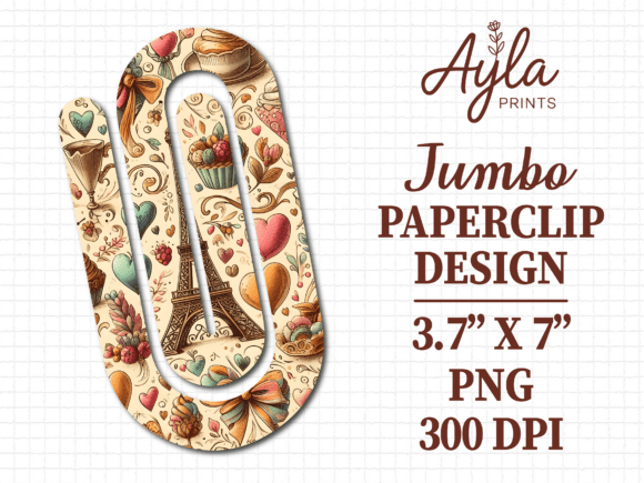 Vintage Paris Tower Jumbo Paperclip PNG