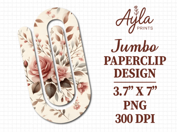 Vintage Rose Floral Jumbo Paperclip PNG